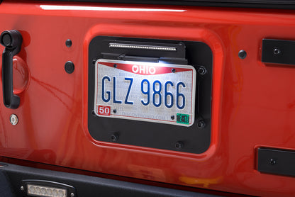 Jeep JK BackSide License Plate Mount with LED's 07-18 Wrangler JK Textured Black Kentrol-7
