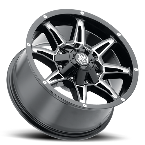 Offroad Rampage 8090 BK 17x9 Milled Spokes Black Cast Aluminum Mayhem Wheels-8