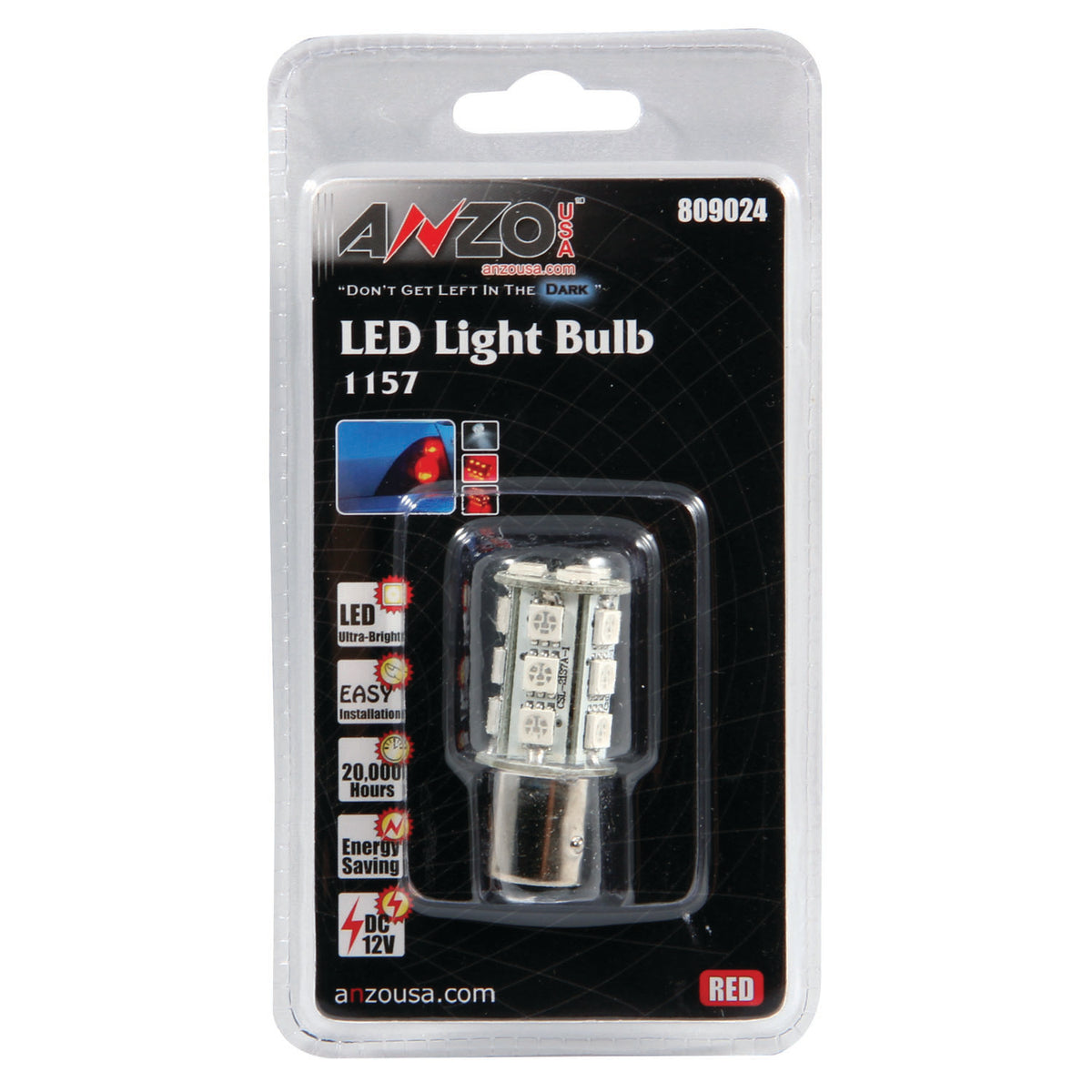 Tail Light Bulb LED 1157 18 LEDS 1 3/4 Inch Tall Red AnzoUSA