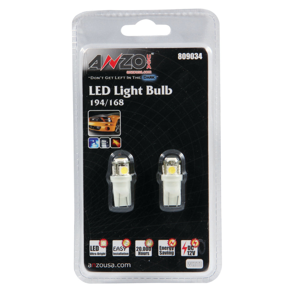 Tail Light Bulb LED 194/168 4 LEDS White AnzoUSA