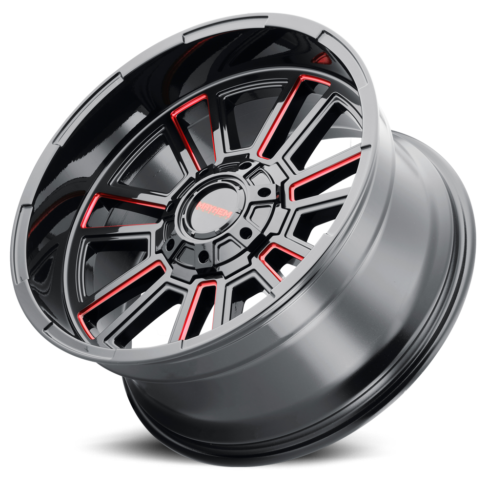 Offroad Apollo 8115 RD 20x10 Prism Red Milled Gloss Black Cast Aluminum Mayhem Wheels