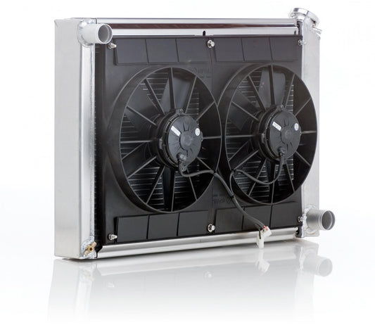 Downflow Radiator Module Factory-Fit Polished Finish for 40-42 Willys w/Std Trans Radiator Be Cool
