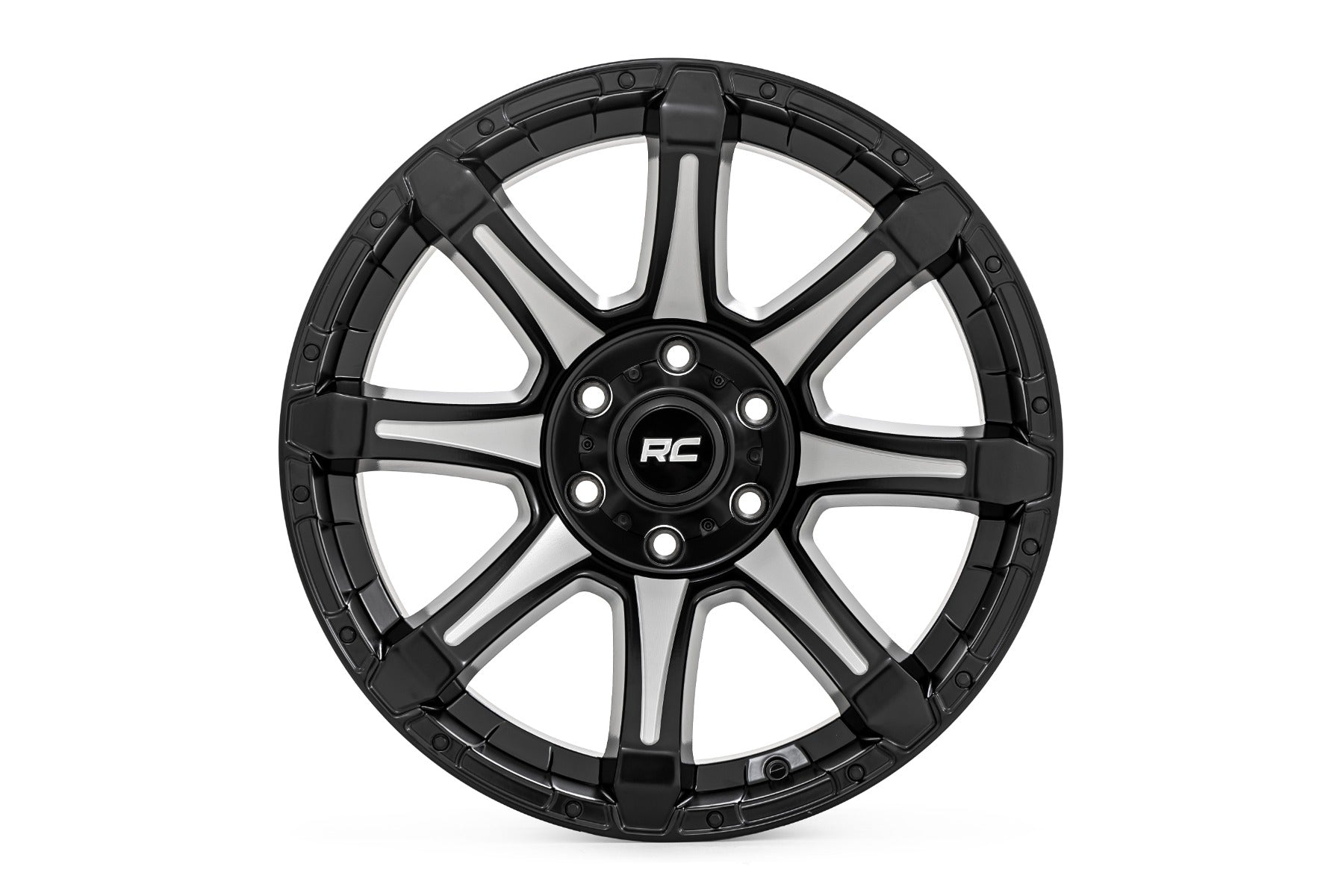 81 Series Wheel One-Piece Semi Gloss Black w/machined spokes 20x10 Rough Country-1