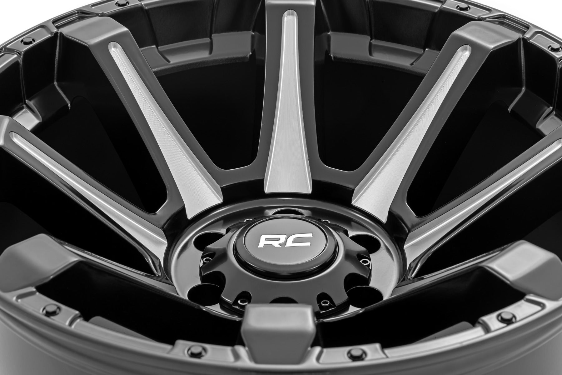 81 Series Wheel One-Piece Semi Gloss Black w/machined spokes 20x10 Rough Country-5