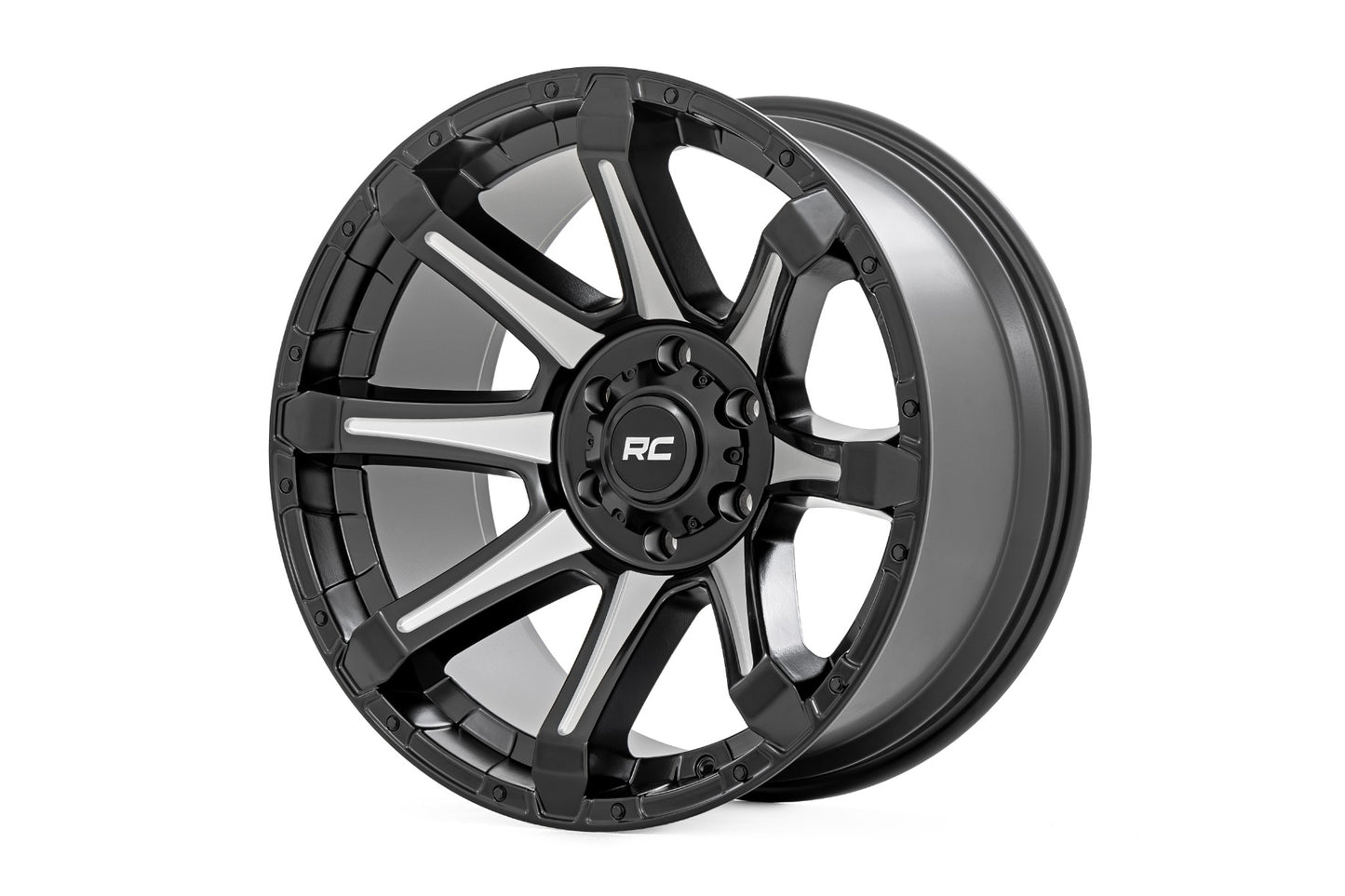 81 Series Wheel One-Piece Semi Gloss Black w/machined spokes 20x10 Rough Country-6