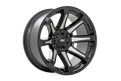 81 Series Wheel One-Piece Semi Gloss Black w/machined spokes 20x10 Rough Country-8