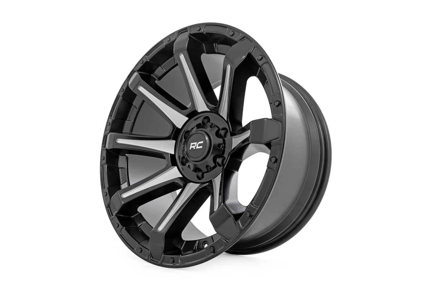 81 Series Wheel One-Piece Semi Gloss Black w/machined spokes 20x10 Rough Country-15