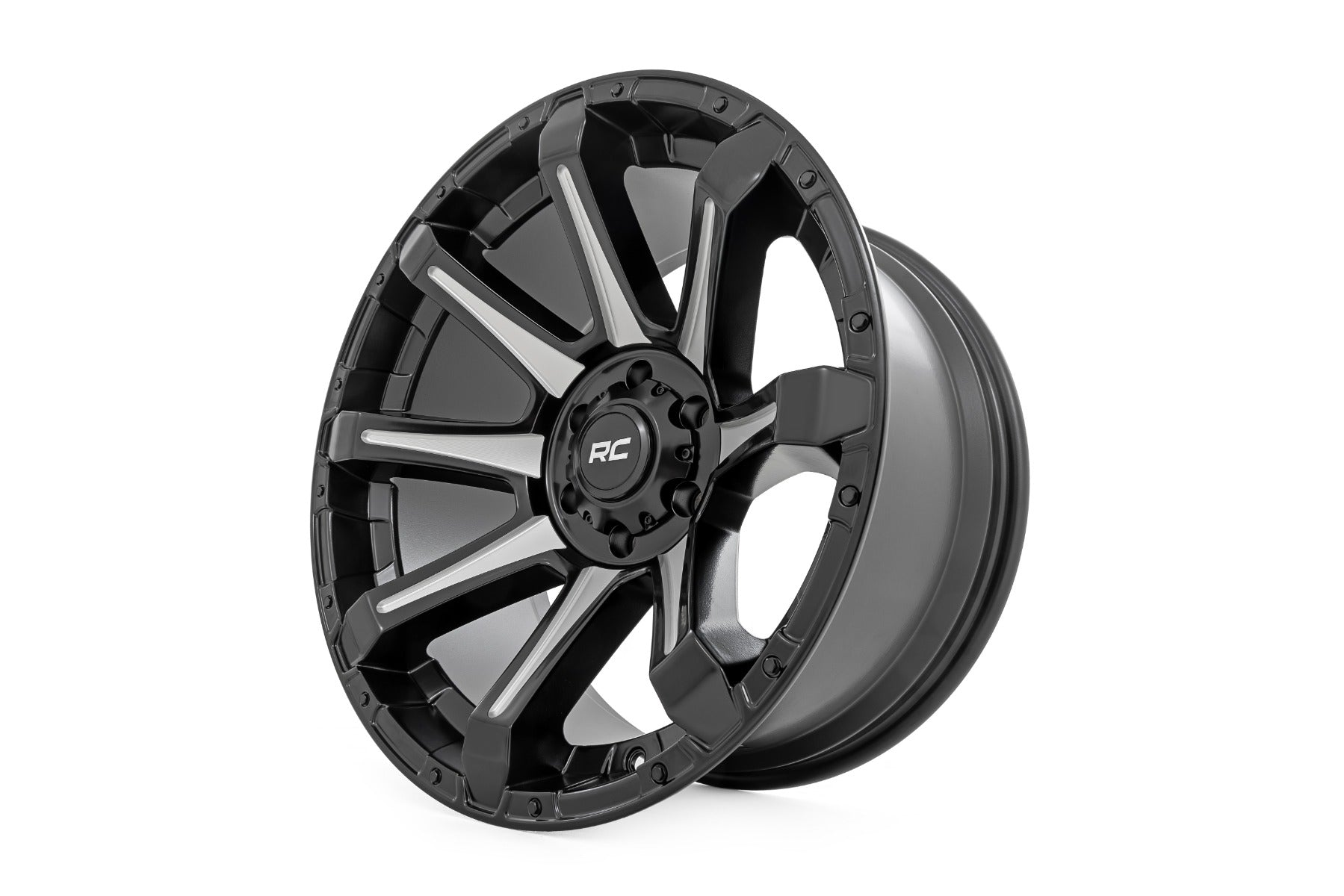 81 Series Wheel One-Piece Semi Gloss Black w/machined spokes 20x10 Rough Country-15