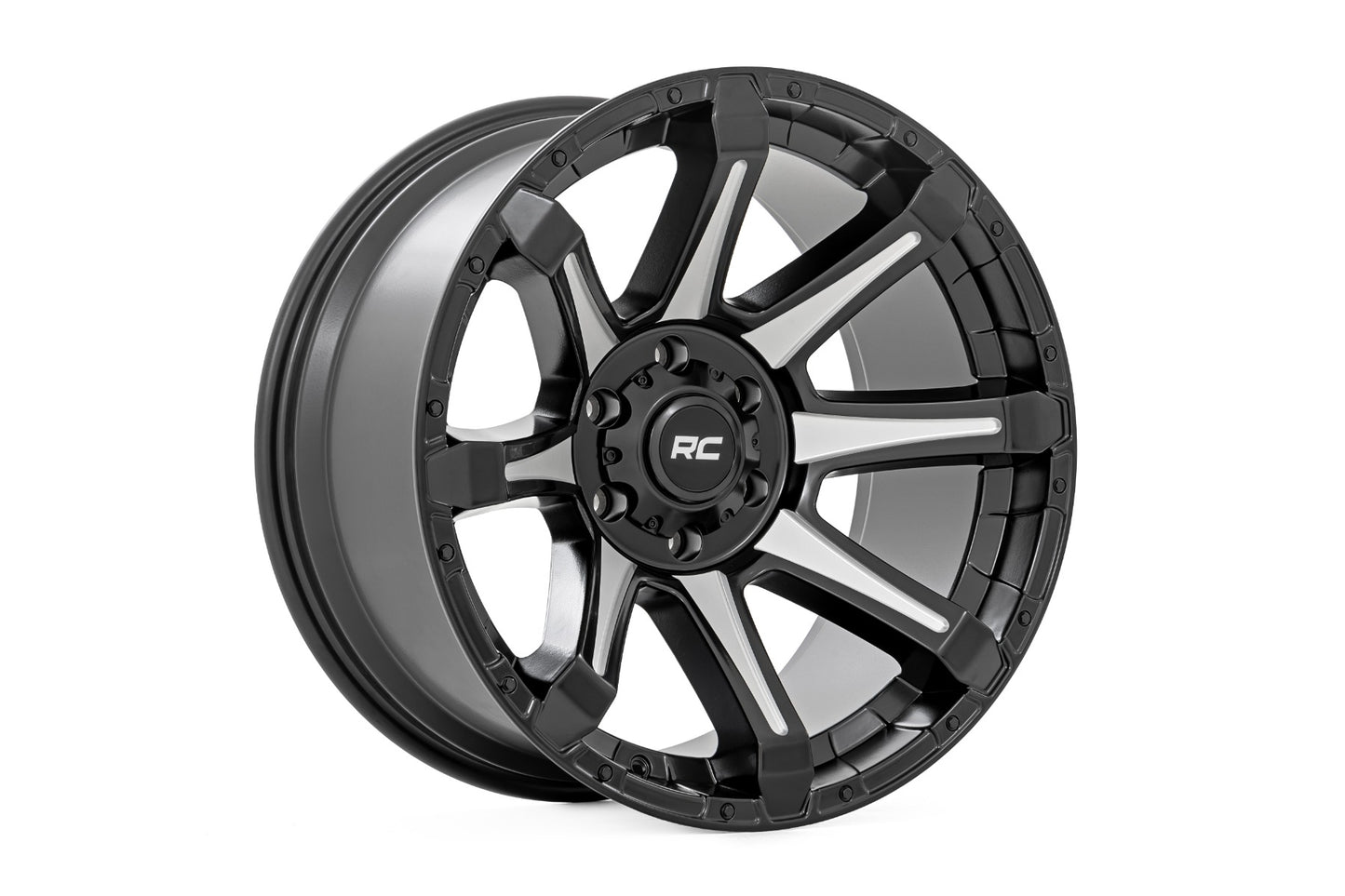 81 Series Wheel One-Piece Semi Gloss Black w/machined spokes 20x10 Rough Country-20