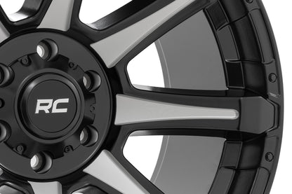 81 Series Wheel One-Piece Semi Gloss Black w/machined spokes 20x10 Rough Country-22