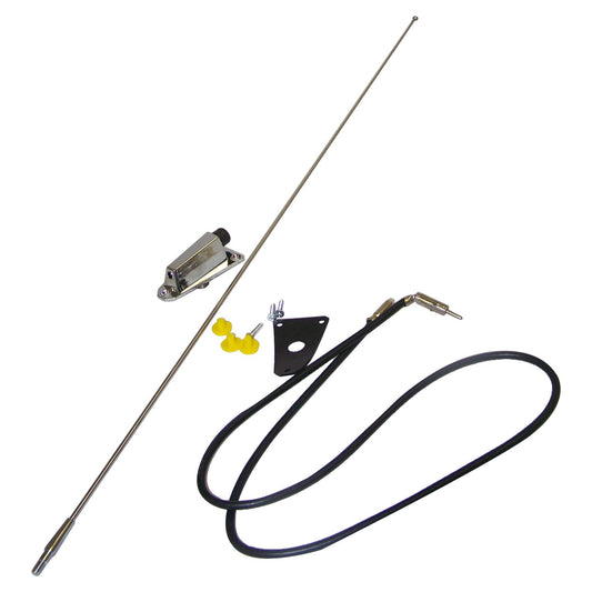 Chrome Antenna Kit for 1975-1995 Jeep CJ's & YJ Wrangler, Includes Bracket Crown Automotive