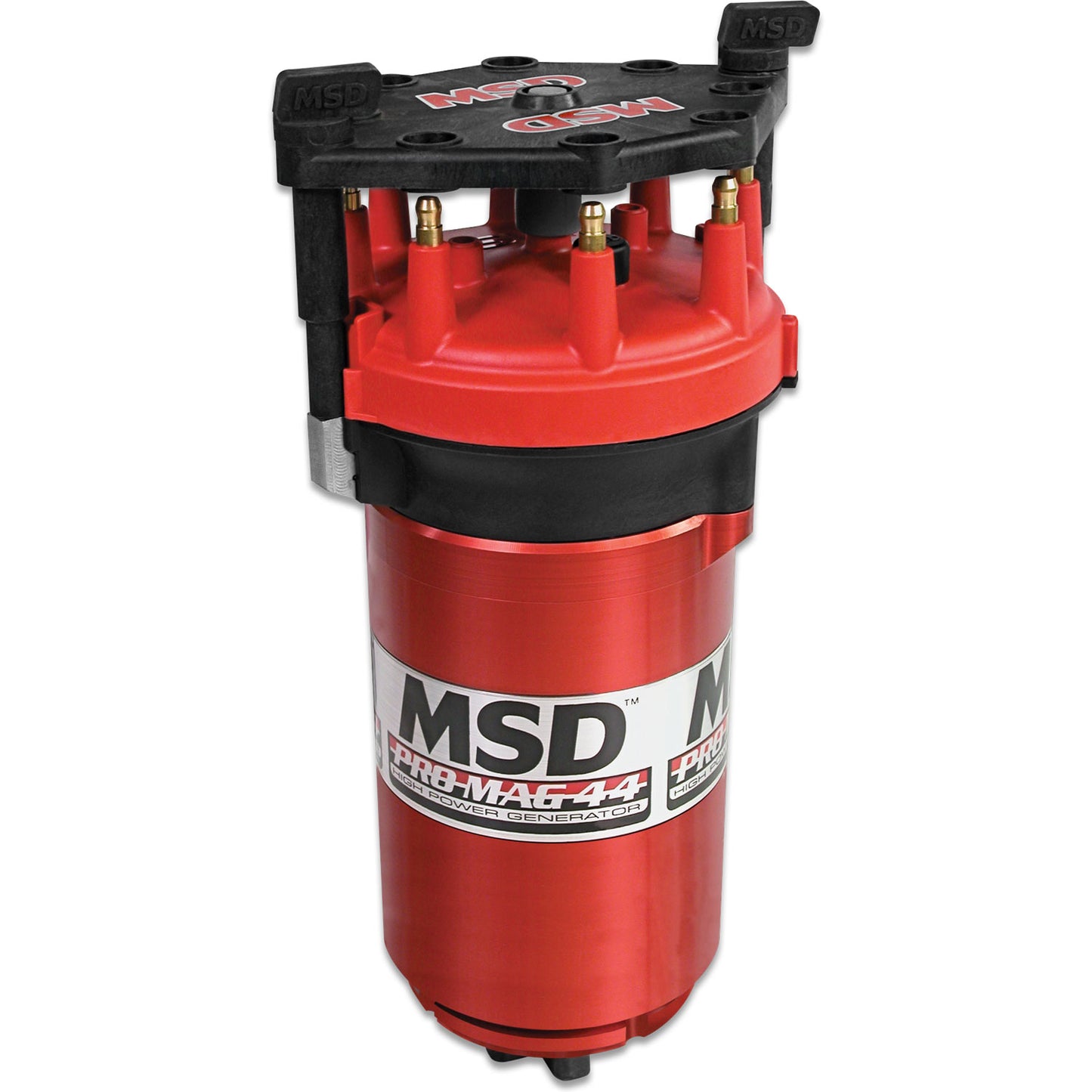 Pro Mag 44 Amp Generator, Cw Rotation Standard Cap, Band Clamp This Red Pro-Mag 44 Generator Is Clockwise Rotation, Utilizes A Cross Drive A Standard Diameter Cap Rotor And A Wire Retainer MSD Ignition-1