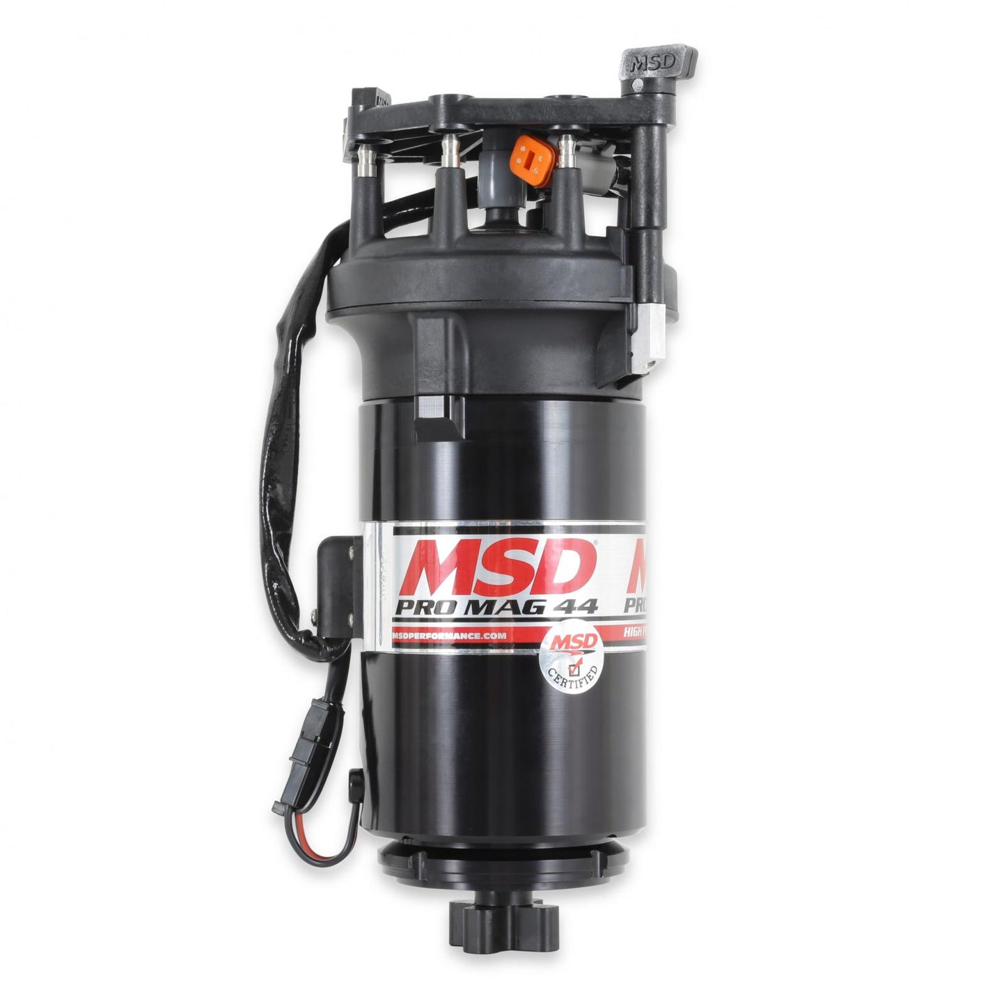 Pro Mag 44 Amp Generator, Ccw Rotation, Black Band Clamp This Black Pro-Mag 44 Generator Is Counterclockwise Rotation, Utilizes A Cross Drive, A Standard Diameter Cap, Rotor And A Wire Retainer MSD Ignition