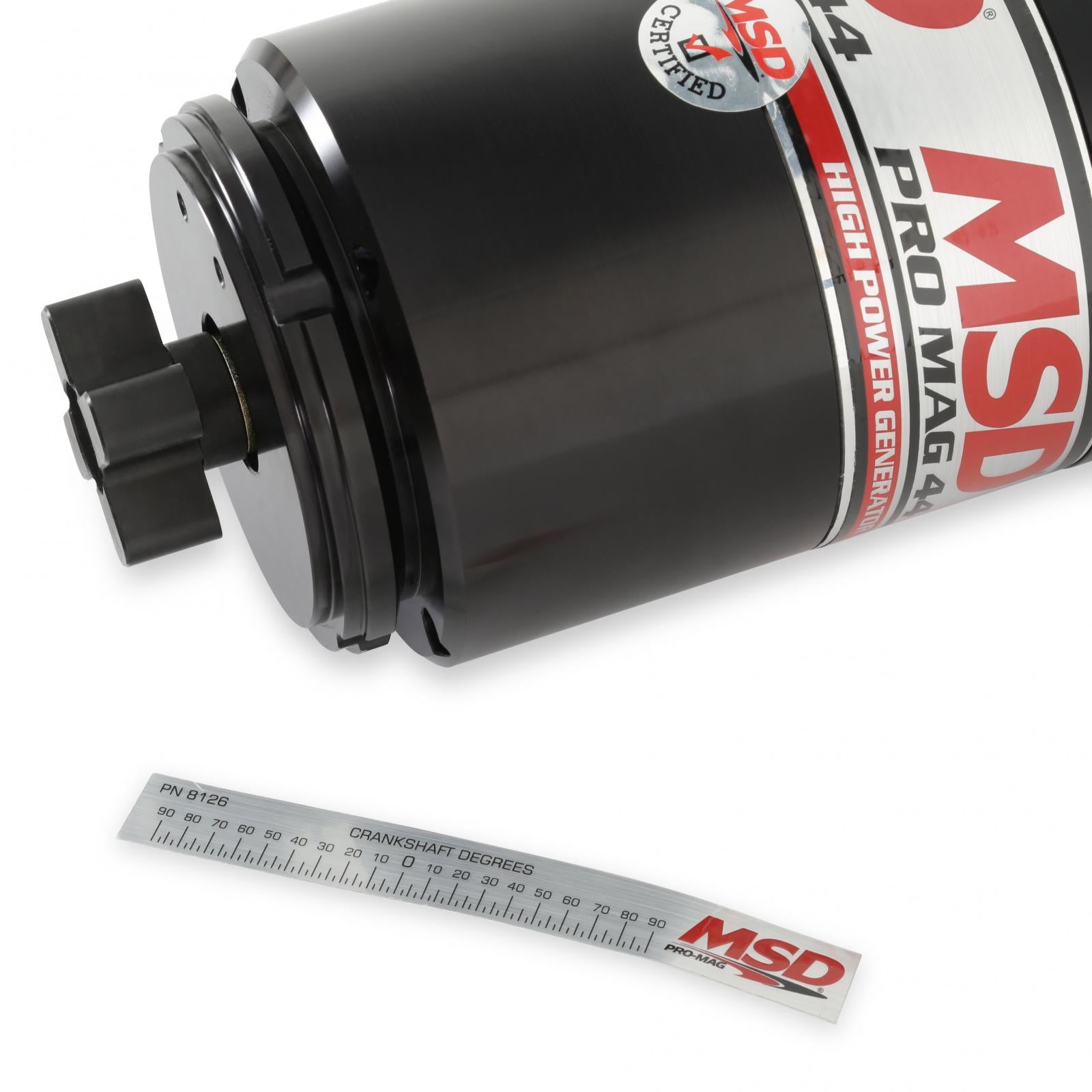 Pro Mag 44 Amp Generator, Ccw Rotation, Black Band Clamp This Black Pro-Mag 44 Generator Is Counterclockwise Rotation, Utilizes A Cross Drive, A Standard Diameter Cap, Rotor And A Wire Retainer MSD Ignition-2