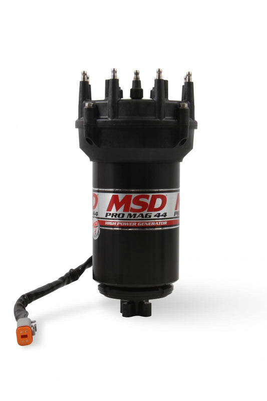 Pro Mag 44 Amp Generator, Ccw Rotation, Black Pro Cap, Band Clamp Black Pro-Mag 44 Generator Is Counterclockwise, Utilizes A Cross Drive, Pro-Cap (5 Inch Diameter), Rotor And A Wire Retainer MSD Ignition