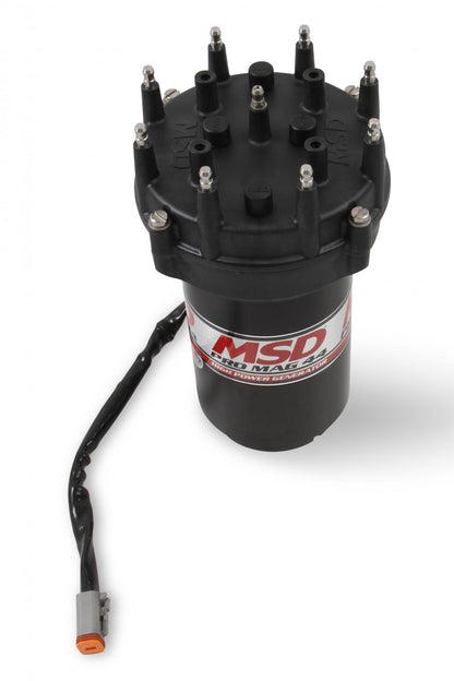 Pro Mag 44 Amp Generator, Ccw Rotation, Black Pro Cap, Band Clamp Black Pro-Mag 44 Generator Is Counterclockwise, Utilizes A Cross Drive, Pro-Cap (5 Inch Diameter), Rotor And A Wire Retainer MSD Ignition-1
