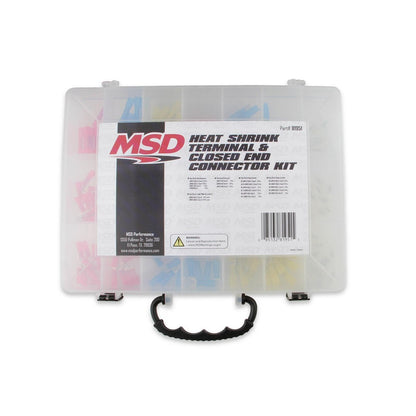 Heat Shrink Terminal Kit 165 Piece Heat Shrink Terminal And Closed End Connector Kit, Spade, Butt, And Ring Terminals With 3:1 Heat Shrink MSD Ignition