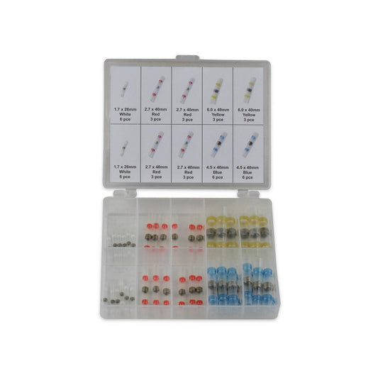 Solder Sleeve Wire Splice Kit 42 Piece Solder Sleeve Splice Heat Shrink Kit, White, Red, Blue And Yellow With 2:1 Shrink Ratio MSD Ignition-1