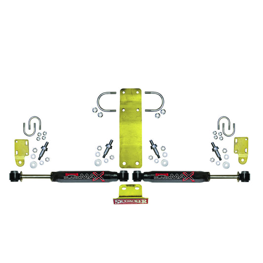 Steering Stabilizer Dual Kit Incl. Black Max Steering Dampners Brackets Hardware For Use w/OEM Diameter Tie Rod Black Skyjacker