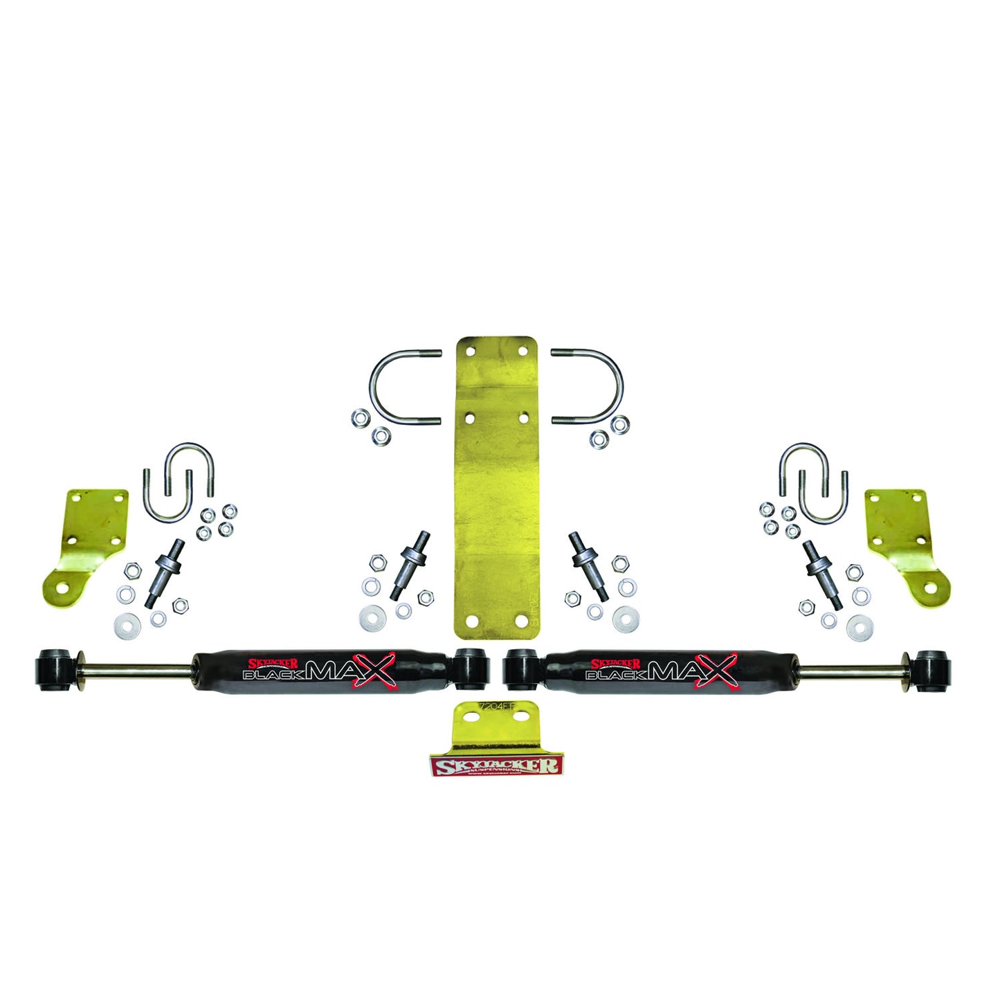 Steering Stabilizer Dual Kit Incl. Black Max Steering Dampners Brackets Hardware For Use w/HD Tie Rod PN JK717TR Or Other Aftermarket Tie Rod Using 1.75 Inch OD Black Skyjacker