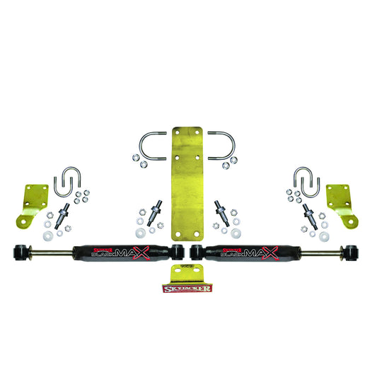 Steering Stabilizer Dual Kit Incl. Black Max Steering Dampners Brackets Hardware For Use w/HD Tie Rod PN JK717TR Or Other Aftermarket Tie Rod Using 1.75 Inch OD Black Skyjacker