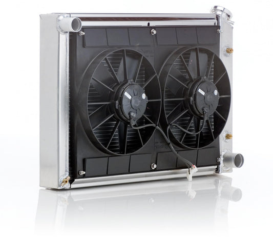 Radiator Module Factory-Fit Natural Finish for 40-42 Willys w/Auto Trans Driver Water Pump Outlet 400-700 HP Radiator Be Cool