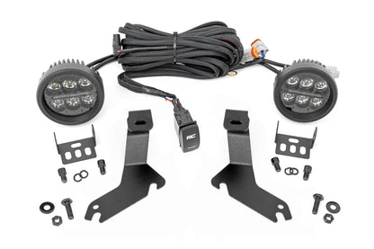 LED Light Kit Ditch Mount Black Series Round 3.5 Inch Amber DRL Chevy 1500 (99-06) Rough Country