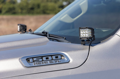 LED Light Kit Ditch Mount 2 Inch Black Pair Amber DRL Ram 1500 (19-26) Rough Country-5