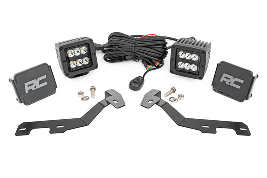 LED Light Kit Ditch Mount 2 Inch Black Pair Spot Ram 1500 2WD/4WD (19-26) Rough Country