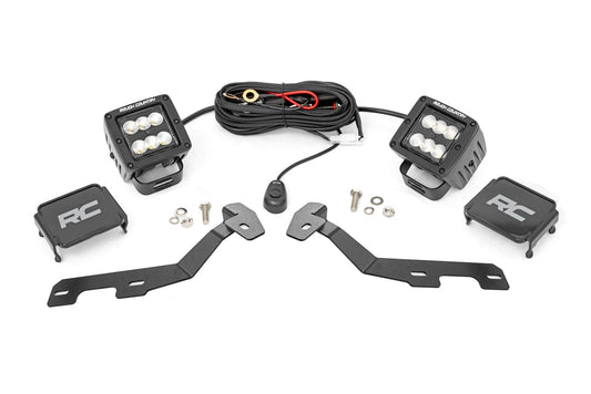 LED Light Kit Ditch Mount 2 Inch Black Pair Flood Ram 1500 2WD/4WD (19-26) Rough Country