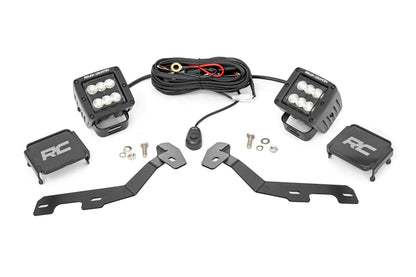 LED Light Kit Ditch Mount 2 Inch Black Pair Flood Ram 1500 2WD/4WD (19-26) Rough Country