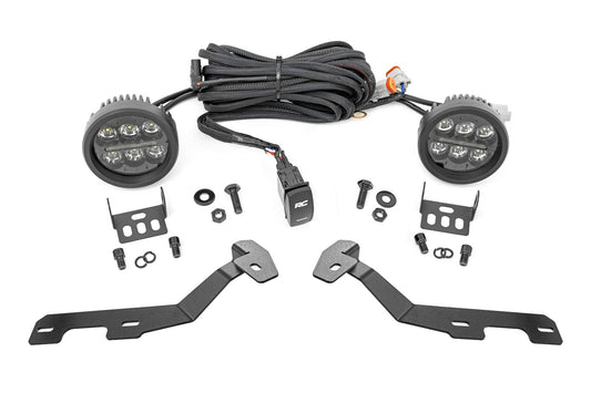 LED Light Kit Ditch Mount Black Series Round 3.5 Inch Amber DRL Ram 1500 (19-26) Rough Country