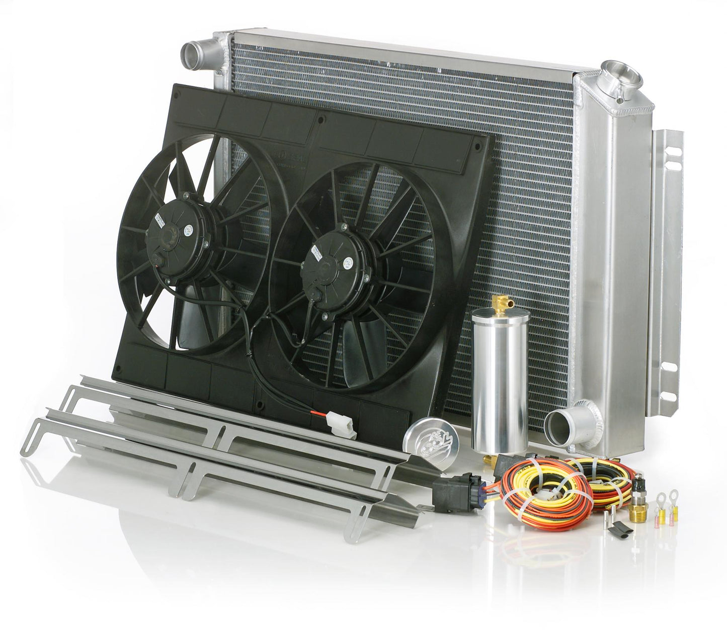 Radiator Module Direct-Fit Polished Finish for 74-88 Jeep J-Series w/Auto Trans Driver Radiator Be Cool-1