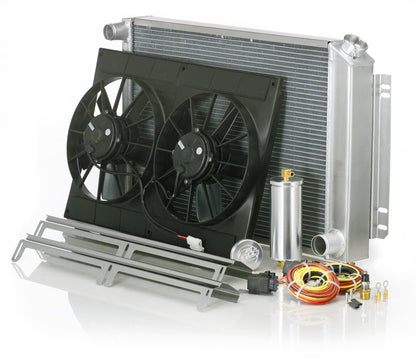 Downflow Radiator Module Direct-Fit Polished Finish for 55-59 Chevrolet/GM 1/2, 3/4, 1 Ton Pickups/Suburban/Panel Delivery Radiator Be Cool-1