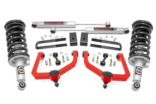 3 Inch Lift Kit N3 Struts & Shocks Red Nissan Titan 4WD (2017-2024) Rough Country