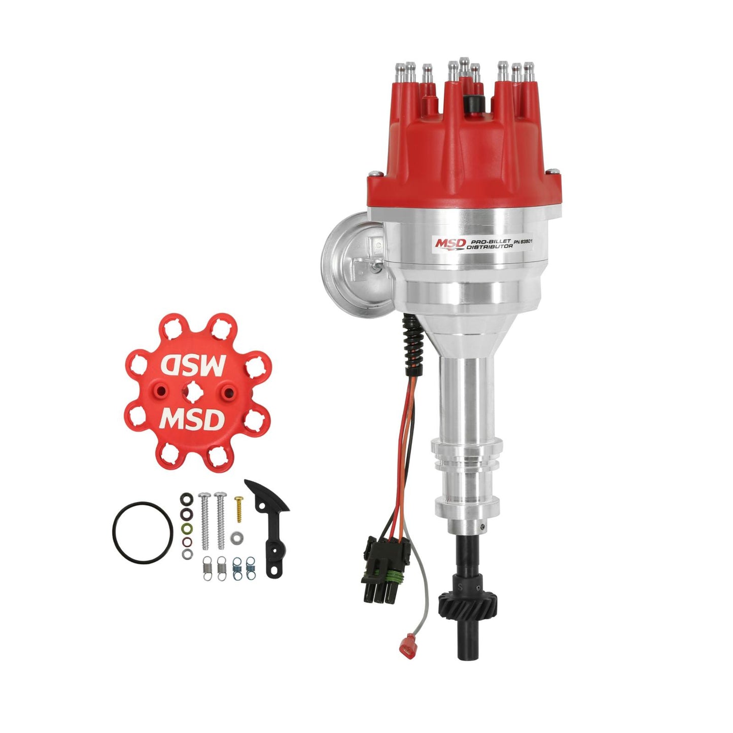 Ford 351C-460 Ready-To-Run Pro-Billet Distributor Steel Gear Ready-To-Run Distributors Include A Built-In Module. No Control Required. Includes An Steel Gear And A Rev Limiter MSD Ignition