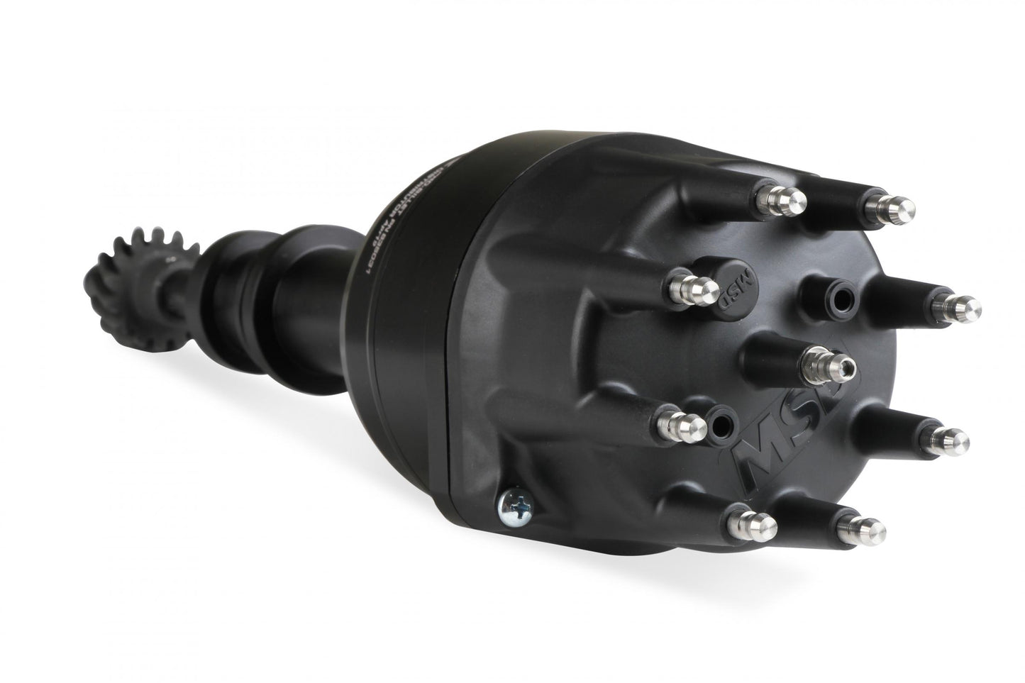 Black Distributor, Ford, 351C-460, Ready-To-Run, Steel Gear 'S Black Distributor With Small Diameter Cap And Ready To Run W/Vacuum Advance And Steel Gear, No Box Needed MSD Ignition-9