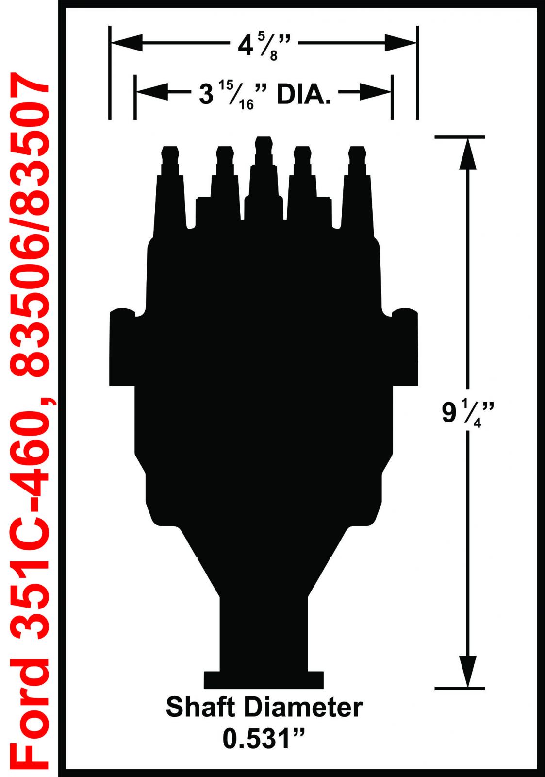 Ford 351C-460 Ready-To-Run Marine Distributor-Black Ready-To-Run Distributors Include A Built-In Module. No Control Required, Black Anodized Finish MSD Ignition