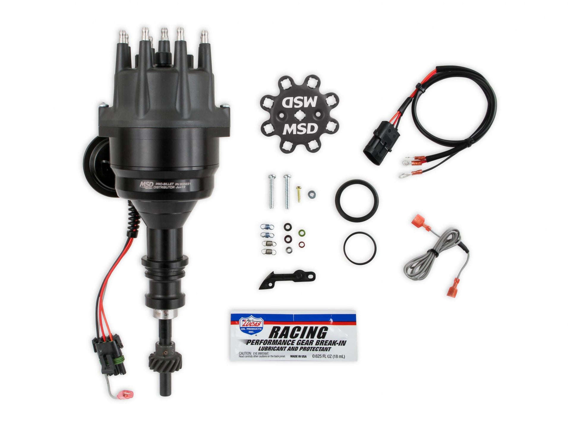 Black Distributor, Ford 289/302, Ready-To-Run, Steel Gear 'S Black Distributor With Small Diameter And Ready To Run W/Vacuum Advance And Steel Gear, No Box Needed MSD Ignition