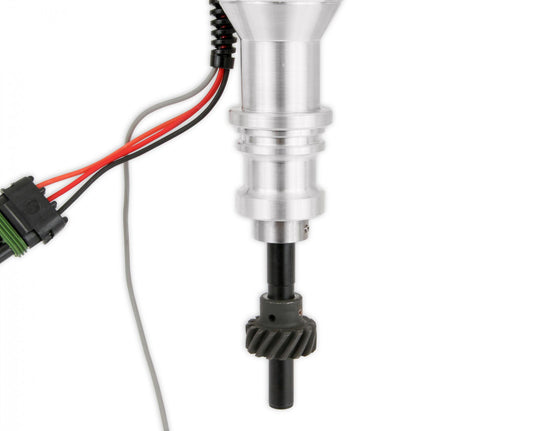 Distributor, Ford 289/302, Ready-To-Run, Black Cap, Steel Gear 'S Pro-Billet Distributor With Small Diameter Black Cap And Ready To Run W/Vacuum Advance And Steel Gear, No Box Needed MSD Ignition-1