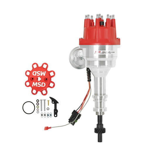 Ford 351W Ready-To-Run Pro-Billet Distributor Ready-To-Run Distributors Include A Built-In Module. No Control Required. Includes An Iron Gear And A Rev Limiter MSD Ignition