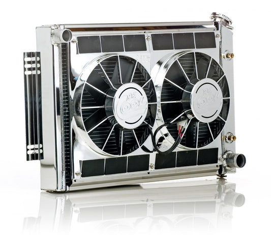 Downflow Radiator Module Direct-Fit Polished Finish Show and Go for 53-56 Ford F100/F250 Pickup w/V8 Conversion Radiator Be Cool-1