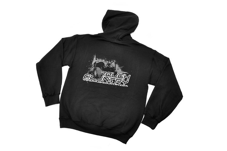 Hoodie 100 Percent Preshrunk Cotton Front logo Back Jeep design Color Black Rough Country-6