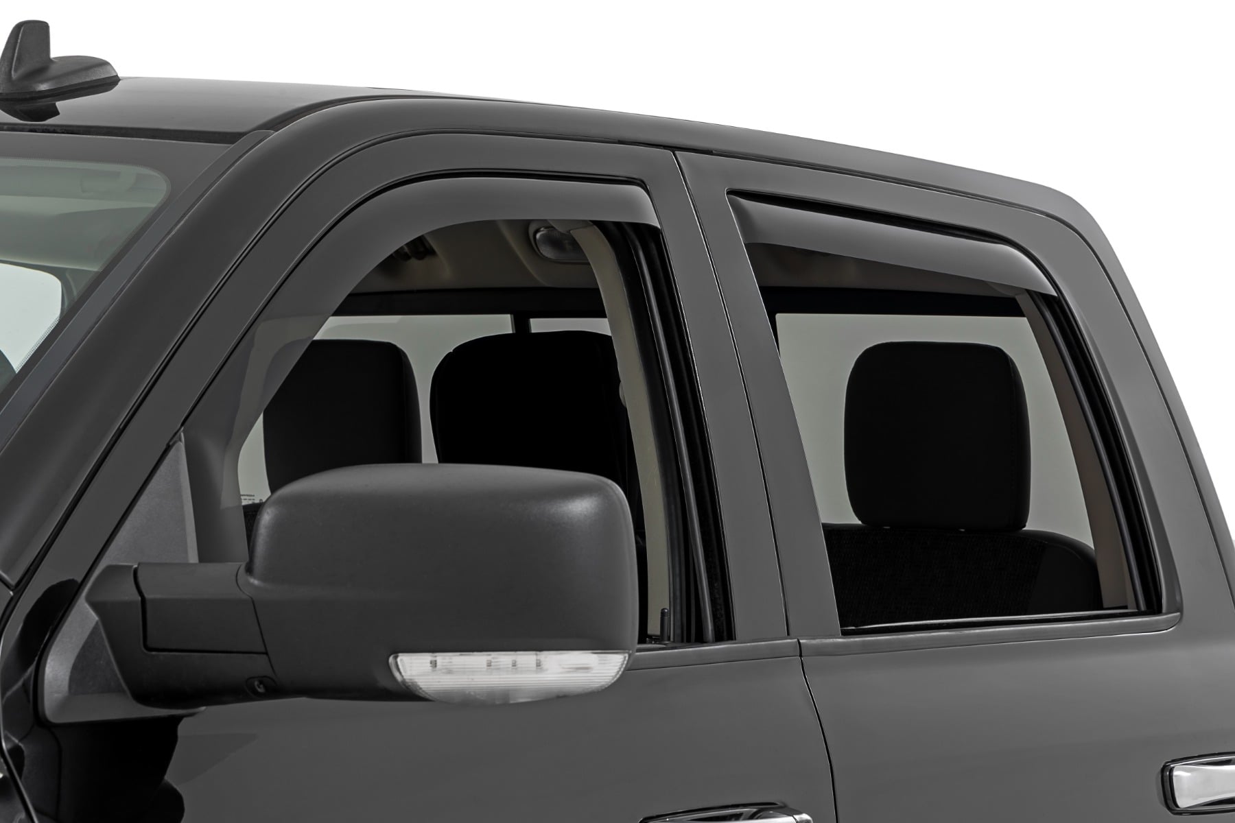 Side Window Deflectors In Channel Rain Guard Ram 1500/2500/3500 (10-25 & Classic) Rough Country