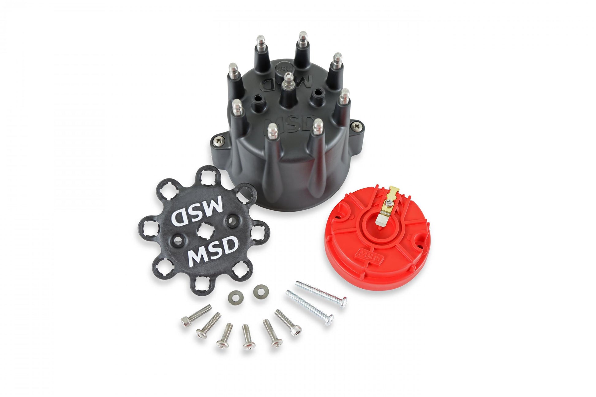 Black Chevy V8 Hei Distributor Cap And Rotor The Kit Includes Cap, Pn 84333 And Race Rotor, Pn 8467 MSD Ignition