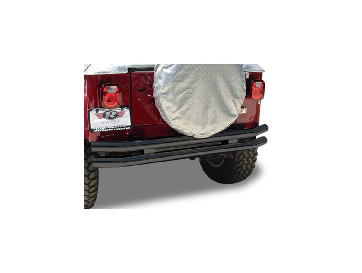 Double Tube Rear Bumper with Hitch Receiver for 1976-1983 Jeep CJ5, 1976-1986 Jeep CJ7, 1997-2006 Jeep Wrangler TJ, 1987-1995 Jeep Wrangler YJ Rampage