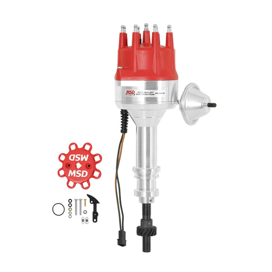 Ford 351W Street Pro-Billet Small Diameter Distributor For 351W, Includes Iron Gear And Vacuum Advance. Must Be Used With An 6, 7 Or 8-Series MSD Ignition