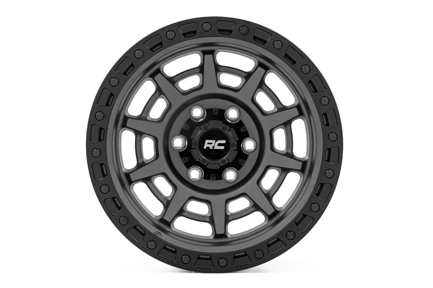 85 Series Wheel Simulated Beadlock Gunmetal Gray/Black 17x9 Rough Country-13