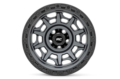 85 Series Wheel Simulated Beadlock Gunmetal Gray/Black 17x9 5x4.5 -12mm Rough Country-2
