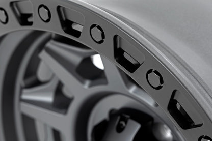 85 Series Wheel Simulated Beadlock Gunmetal Gray/Black 17x9 5x4.5 -12mm Rough Country-3